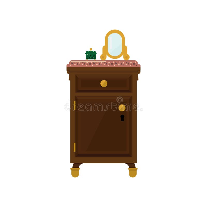 Antique Wooden Dresser And Mirror Stock Vector Illustration Of Mirror Wooden 73629940