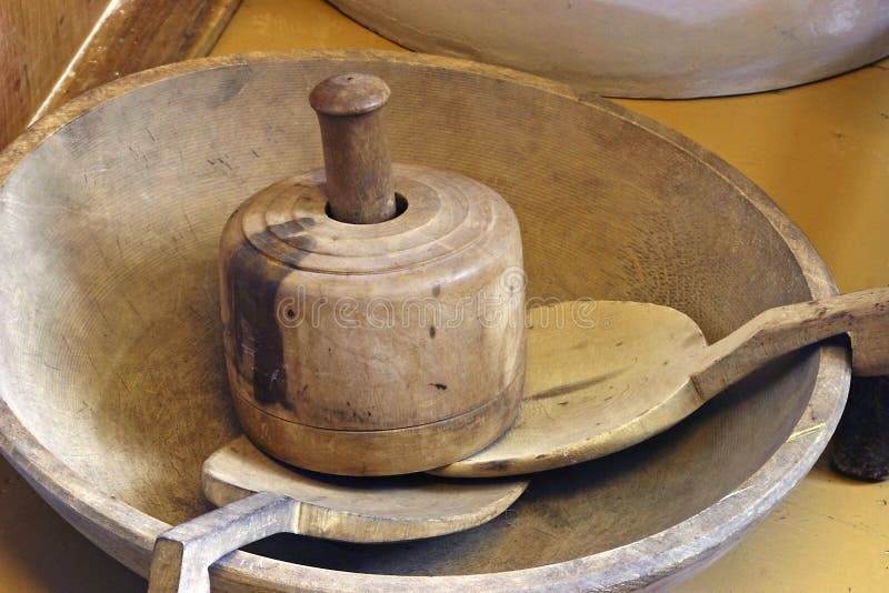 Antique Wooden Kitchen Items Stock Photo Image of hand, 1800 13864300