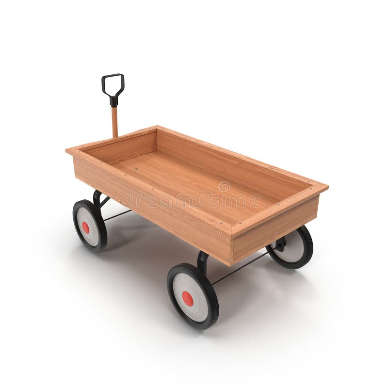 Antique Wooden Trolley Isolated On White Stock Illustration