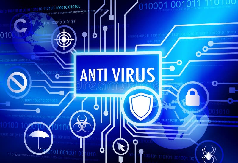 Antivirus Als thema gehade Concepten en Blauwe Achtergrond