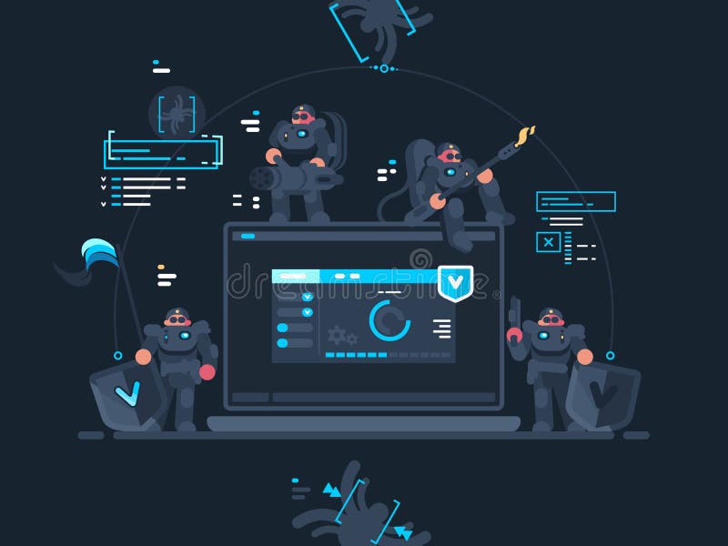 Antivirus computer security vector illustration