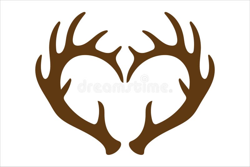 Antler heart silhouette Vector