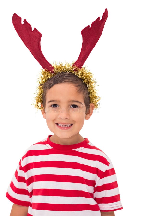 Antlers милого мальчика нося стоковые фото