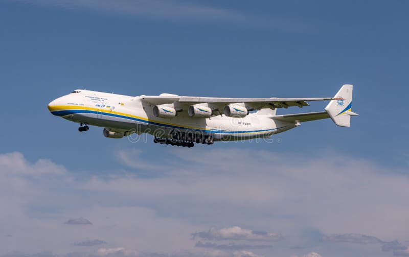 AN-225 Antonov Mriya departed from the Kyiv-Antonov-2 International Airport to perform commercial cargo shipping flight. AN-225 is the world`s largest transport aircraft. June 2021. AN-225 Antonov Mriya departed from the Kyiv-Antonov-2 International Airport to perform commercial cargo shipping flight. AN-225 is the world`s largest transport aircraft. June 2021