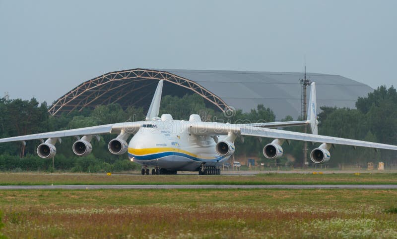 AN-225 Antonov Mriya departed from the Kyiv-Antonov-2 International Airport to perform commercial cargo shipping flight. AN-225 is the world`s largest transport aircraft. June 2021. AN-225 Antonov Mriya departed from the Kyiv-Antonov-2 International Airport to perform commercial cargo shipping flight. AN-225 is the world`s largest transport aircraft. June 2021