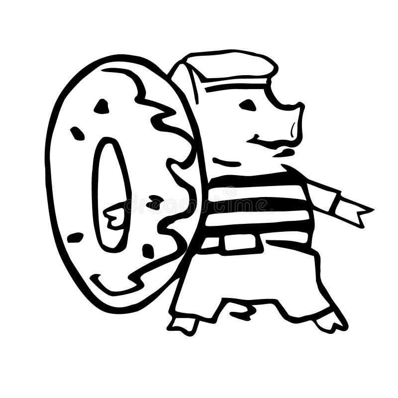 Antropomorfe shipboy beeldverhaal vectorpigglet en doughnut royalty-vrije illustratie Antropomorfe shipboy beeldverhaal vectorpigglet en doughnut royalty-vrije illustratie