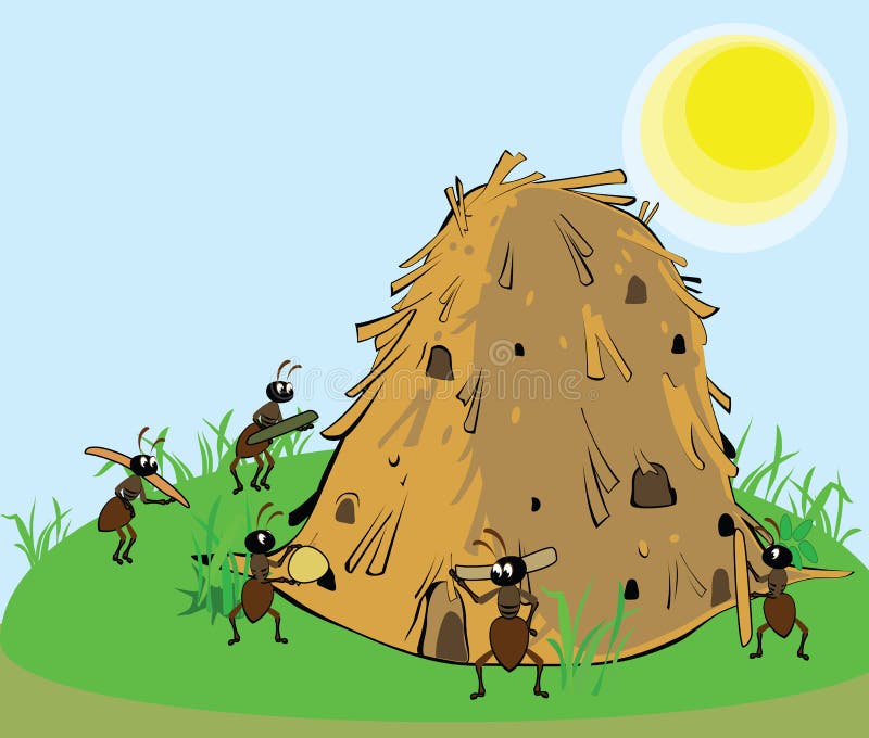 Ants building the anthill royalty free illustration