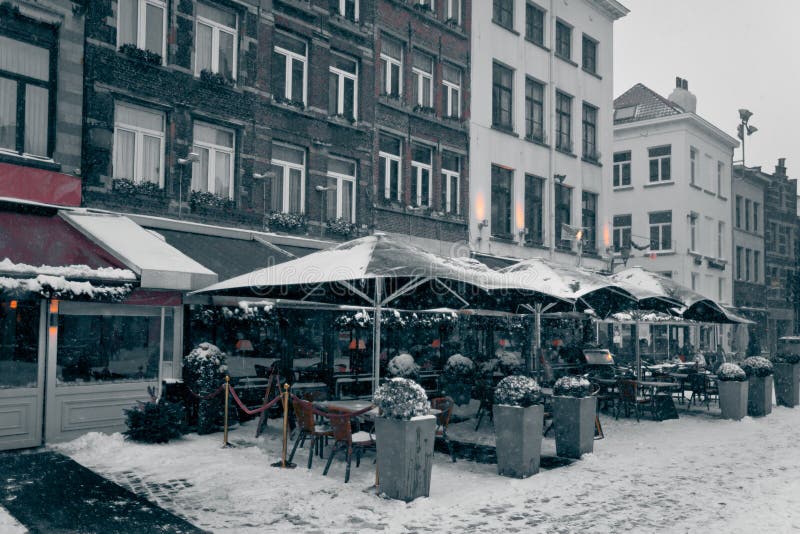 Antwerp at Winter Snowstorm Stock Photo Image of cold, city 27712786