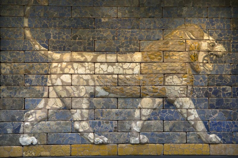 Antyczna porcelany ściany grafika lew w British Museum obraz stock