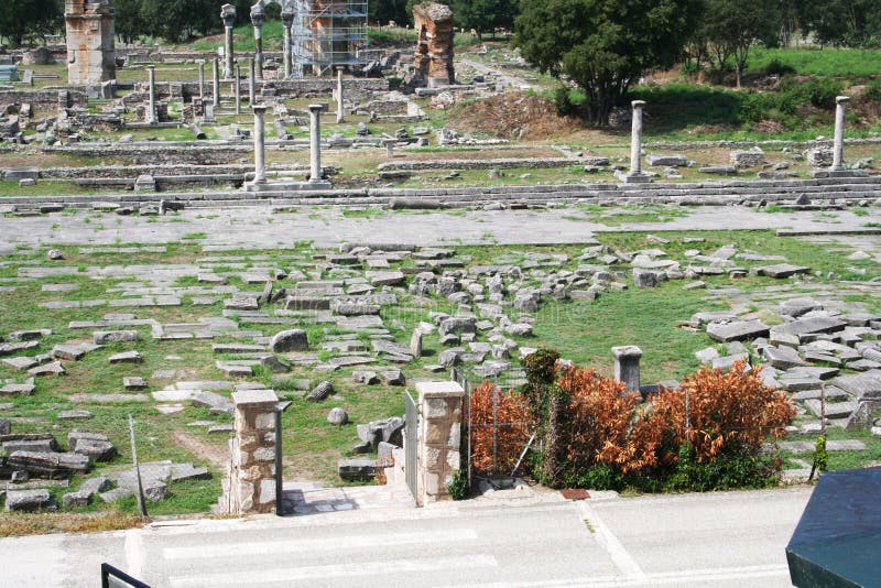 These ruins from Ancient Philippi were the homes of civil and state markets visited by St. Paul as recorded in Acts 16 of the Bible. Philippi was along the Egnatian Way and was the location Paul and Silas were imprisoned and where Paul met Lydia the merchant of Purple cloth. These ancient ruins contain ruins from the Greek and Roman time period.n. These ruins from Ancient Philippi were the homes of civil and state markets visited by St. Paul as recorded in Acts 16 of the Bible. Philippi was along the Egnatian Way and was the location Paul and Silas were imprisoned and where Paul met Lydia the merchant of Purple cloth. These ancient ruins contain ruins from the Greek and Roman time period.n