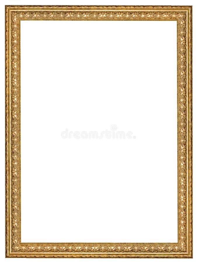 Antique wooden gold colored frame, intricate detail. Antique wooden gold colored frame, intricate detail.