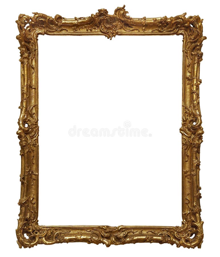 Antique golden wooden frame isolated on white background. Antique golden wooden frame isolated on white background