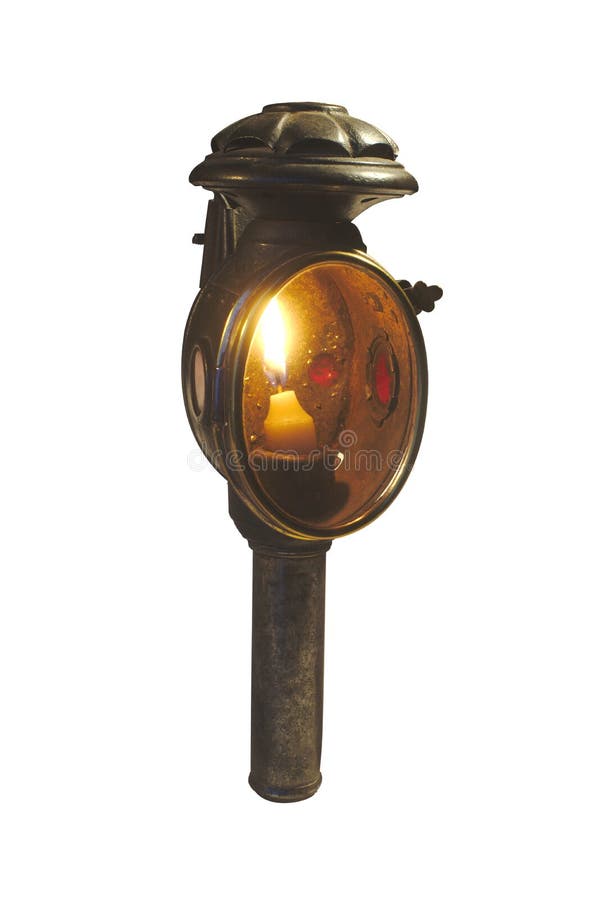 Antyk, stara lampa dla końskiego samochodu, ciie out na białym tle fotografia stock Antyk, stara lampa dla końskiego samochodu, ciie out na białym tle fotografia stock