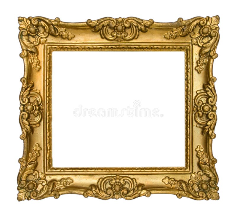 Antique Gold Frame on White Background. Antique Gold Frame on White Background