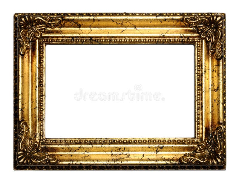 Gold antique frame with clipping path over white background. Gold antique frame with clipping path over white background