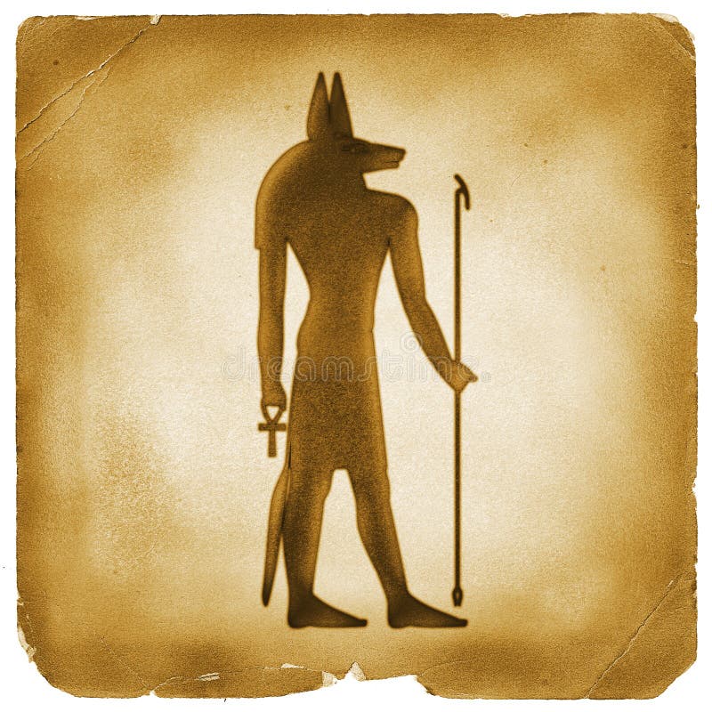 Anubis Egyptian Symbol Old Paper Stock Illustration