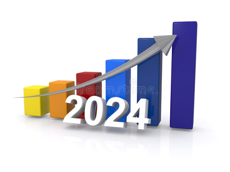 Anul 2024 cu graficul pe alb royalty free illustration