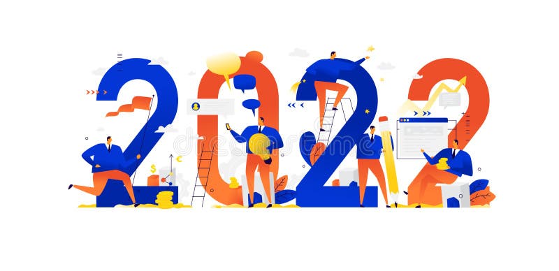 Anul nou 2022. anul nou. vector. oamenii de afaceri salută Crăciunul și anul nou. noi orizonturi. vector illustration