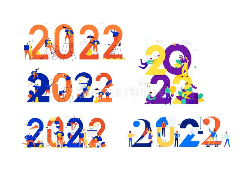 Anul nou 2022. anul nou. vector. oamenii de afaceri salută Crăciunul și anul nou. noi orizonturi. vector illustration