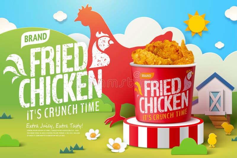 Anuncio de pollo frito stock de ilustración