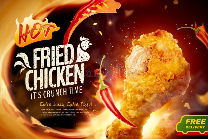 Anuncio de pollo frito stock de ilustración