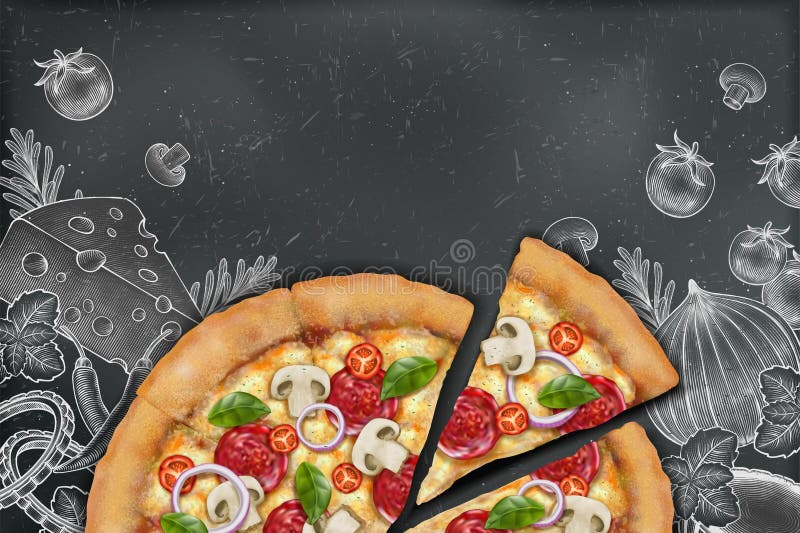 Anuncios Sabrosos De La Pizza Stock de ilustración - Ilustración de cheddar,