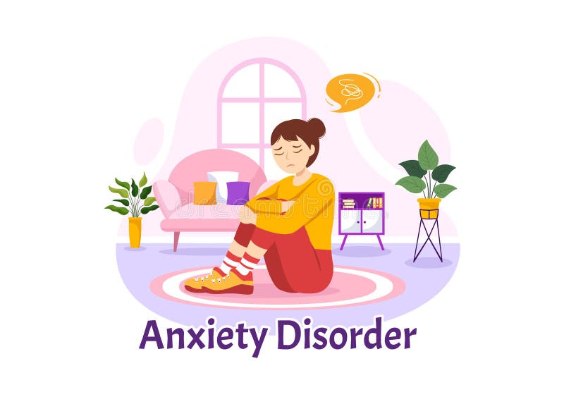 Anxiety Disorder Illustration with Frustrated Person, Nervous Problem