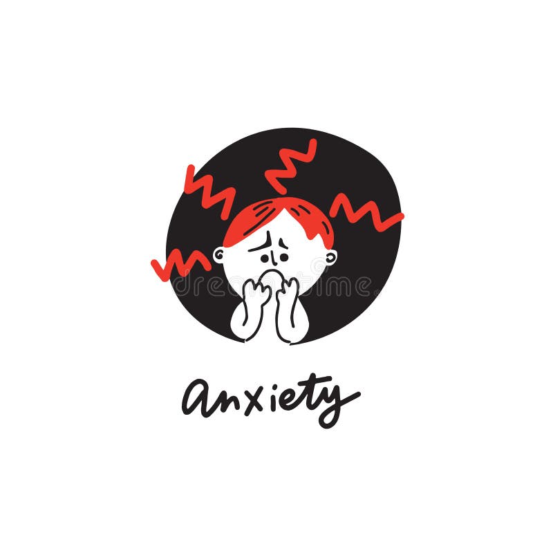 Anxiety person cartoon illustration. Anxious 
