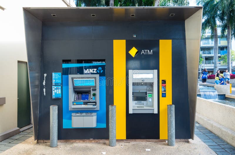 ANZ Bank and Commonwealth Bank ATMs in Brisbane, Australia. stock photos ANZ Bank and Commonwealth Bank ATMs in Brisbane, Australia. stock photos