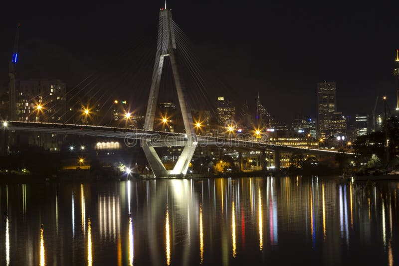 Anzac bridge at night time, Sydney Australia