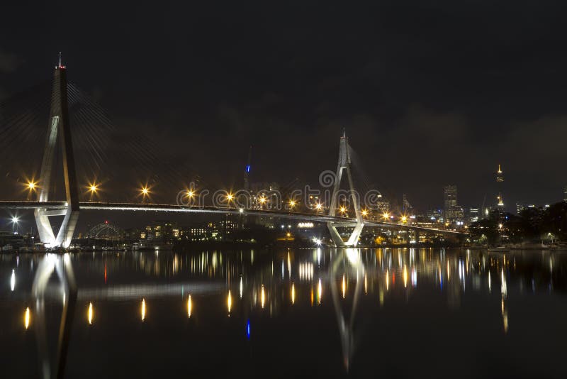 Anzac bridge at night time, Sydney Australia