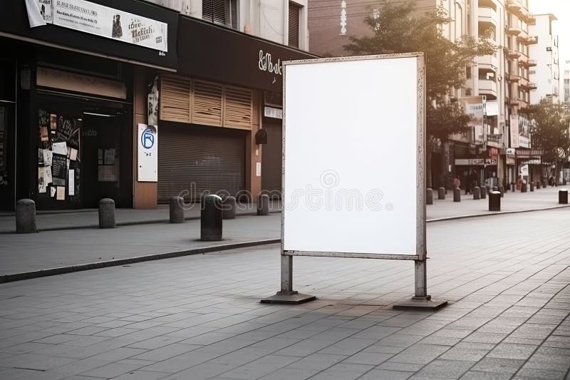 Anzeigenfläche für öffentliche Einkaufszentren oder Geschäftszentren als leere leere, weiße Mockupsignatur lizenzfreie abbildung
