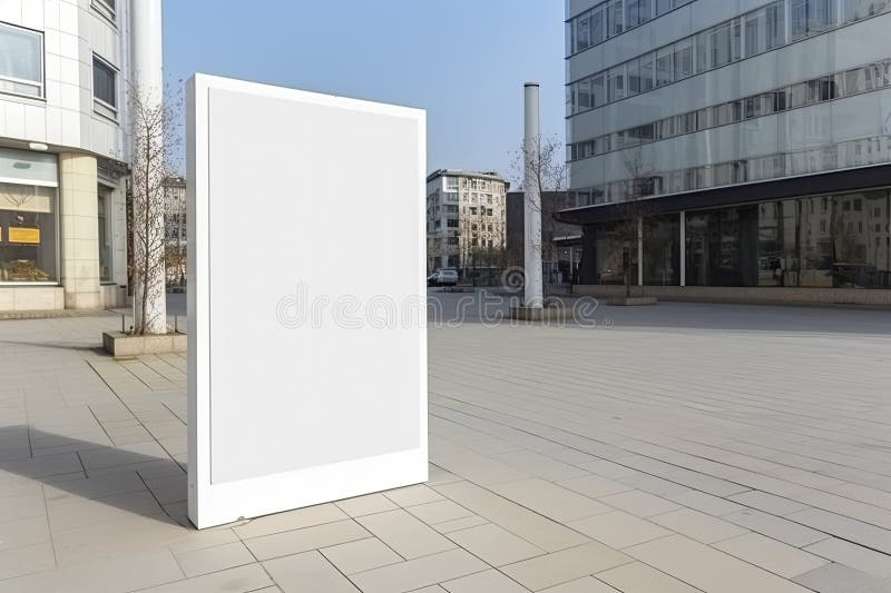 Anzeigenfläche für öffentliche Einkaufszentren oder Geschäftszentren als leere leere, weiße Mockupsignatur stock abbildung
