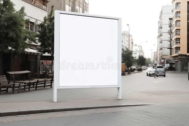 Anzeigenfläche für öffentliche Einkaufszentren oder Geschäftszentren als leere leere, weiße Mockupsignatur lizenzfreie abbildung