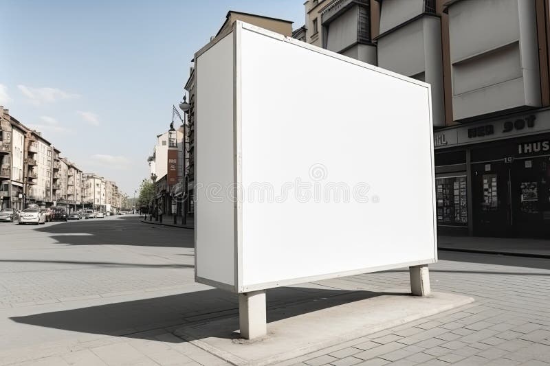 Anzeigenfläche für öffentliche Einkaufszentren oder Geschäftszentren als leere leere, weiße Mockupsignatur stock abbildung