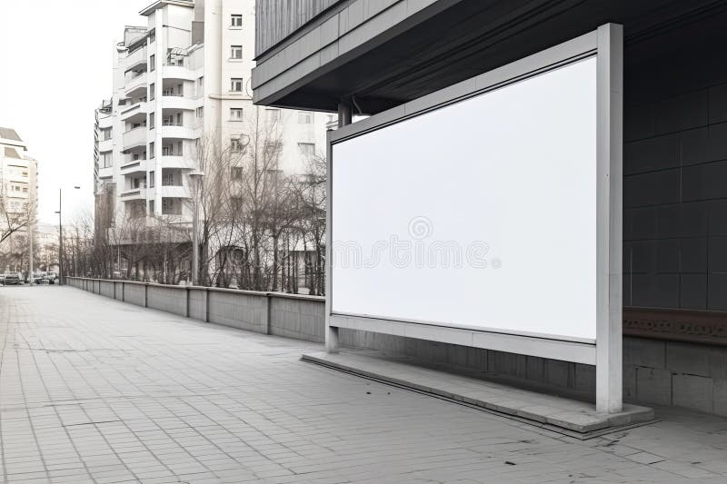 Anzeigenfläche für öffentliche Einkaufszentren oder Geschäftszentren als leere leere, weiße Mockupsignatur lizenzfreie abbildung