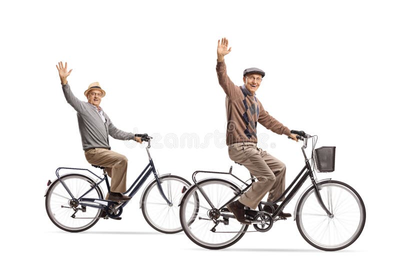 coppia anziani in bicicletta in due su una bicicletta