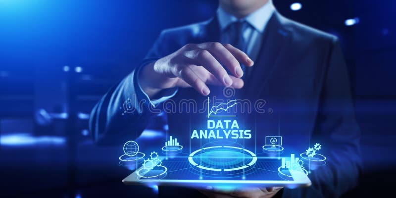 Análisis de datos concepto de tecnología empresarial en vr screen. fotos de archivo libres de regalías