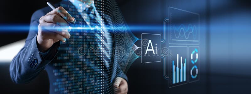 Análisis de datos de inteligencia artificial e imágenes de aprendizaje automático para la tecnología empresarial fotografía de archivo libre de regalías