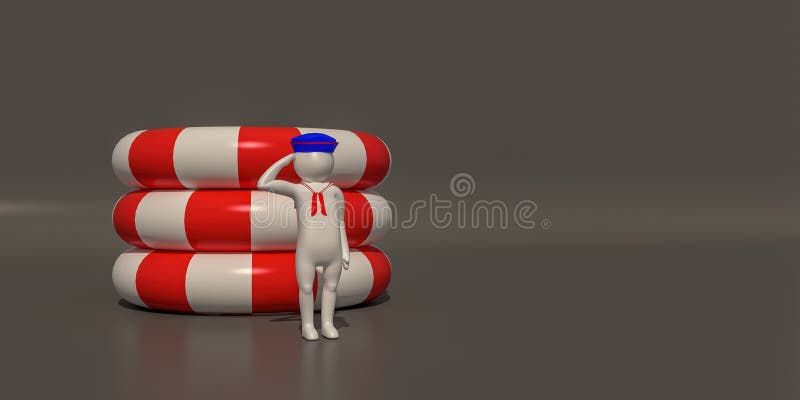 Anéis navais e de borracha em renderização 3d ilustração do vetor