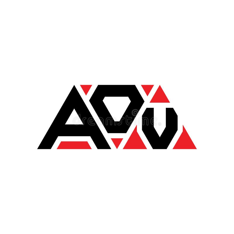 AOV triangle letter logo design with triangle shape. AOV triangle logo design monogram. AOV triangle vector logo template with red vector illustration