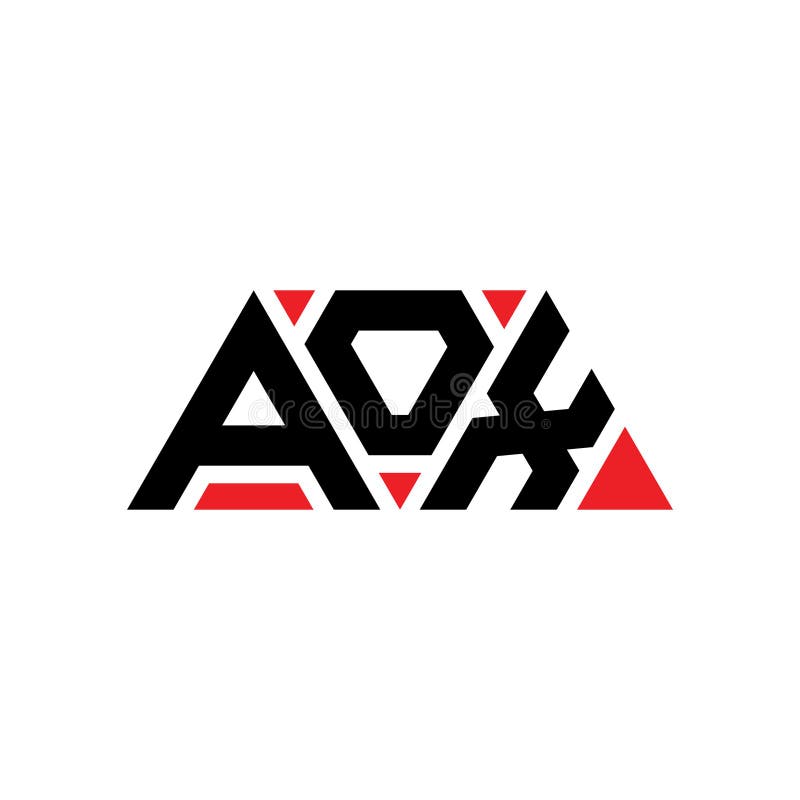 AOX triangle letter logo design with triangle shape. AOX triangle logo design monogram. AOX triangle vector logo template with red stock illustration