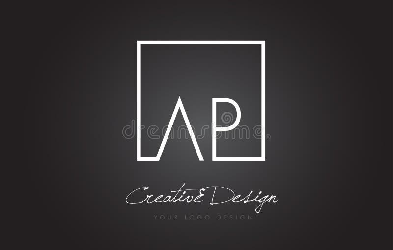 AP Square Frame Letter Logo Design with Black and White Colors.