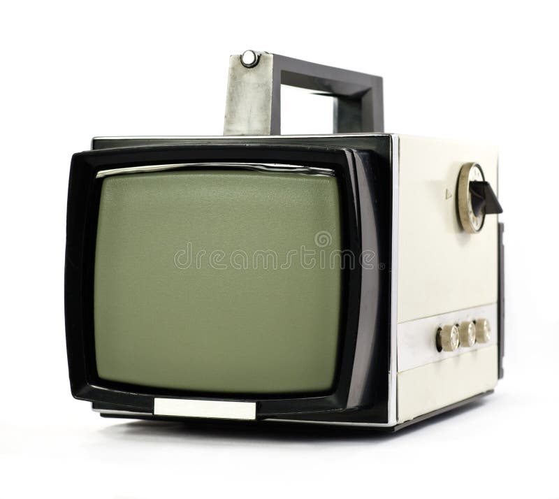 Vintage portable Television set isolated on white background. Vintage portable Television set isolated on white background