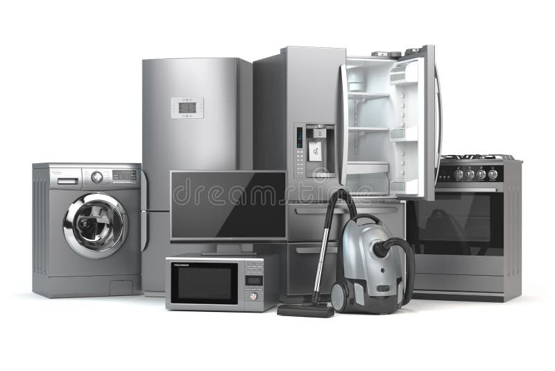 Aparatos Electrodomésticos Sistema De La Cocina Del Hogar En W Stock ilustración - Ilustración de estufa, eléctrico: 113449620