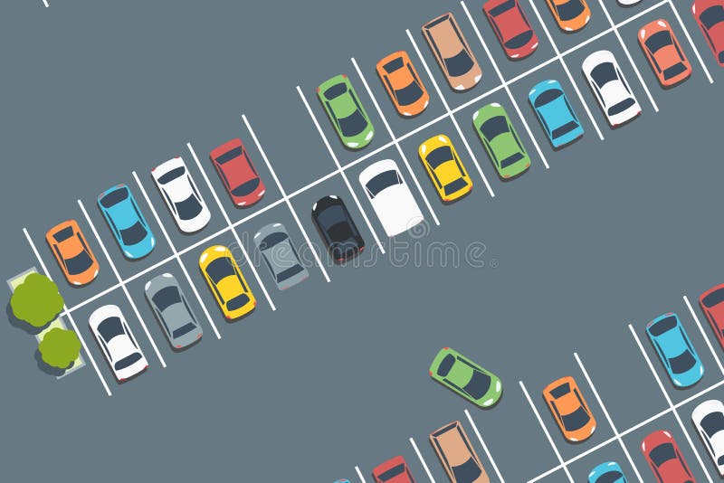 Mall car park. Vector parked cars. Simple illustration. Mall car park. Vector parked cars. Simple illustration