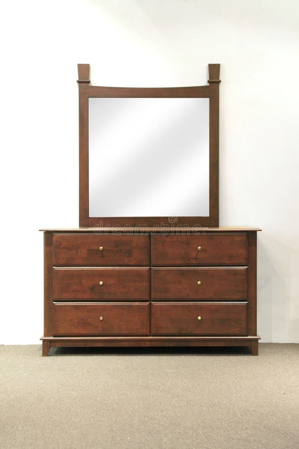 Hazel stained grained rubber wood mirror dresser with drawers for the bedroom. Hazel stained grained rubber wood mirror dresser with drawers for the bedroom