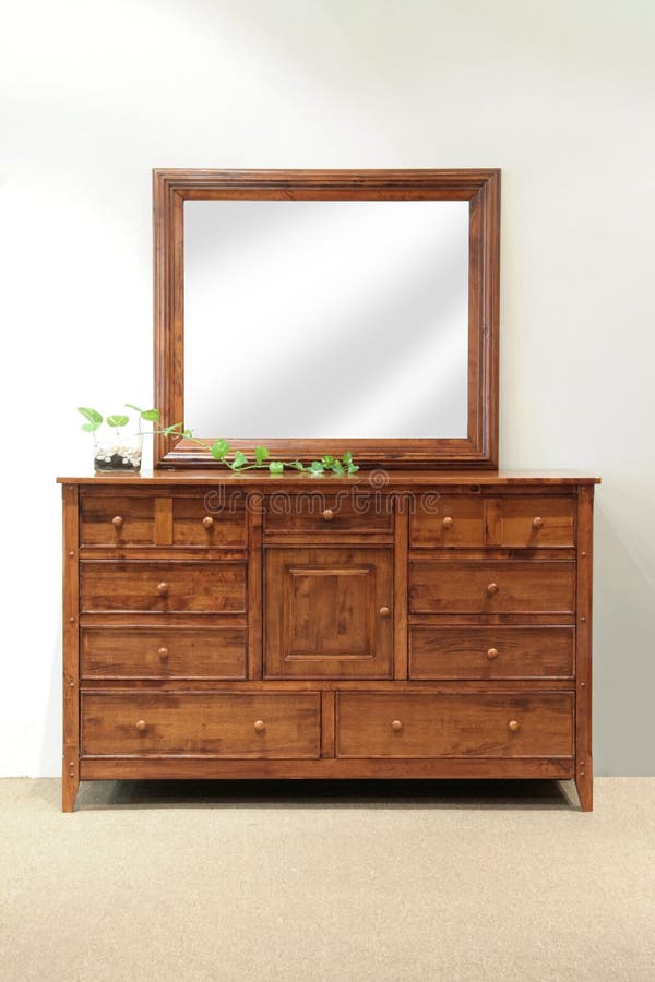 Hazel stained grained rubber wood mirror dresser with drawers for the bedroom. Hazel stained grained rubber wood mirror dresser with drawers for the bedroom