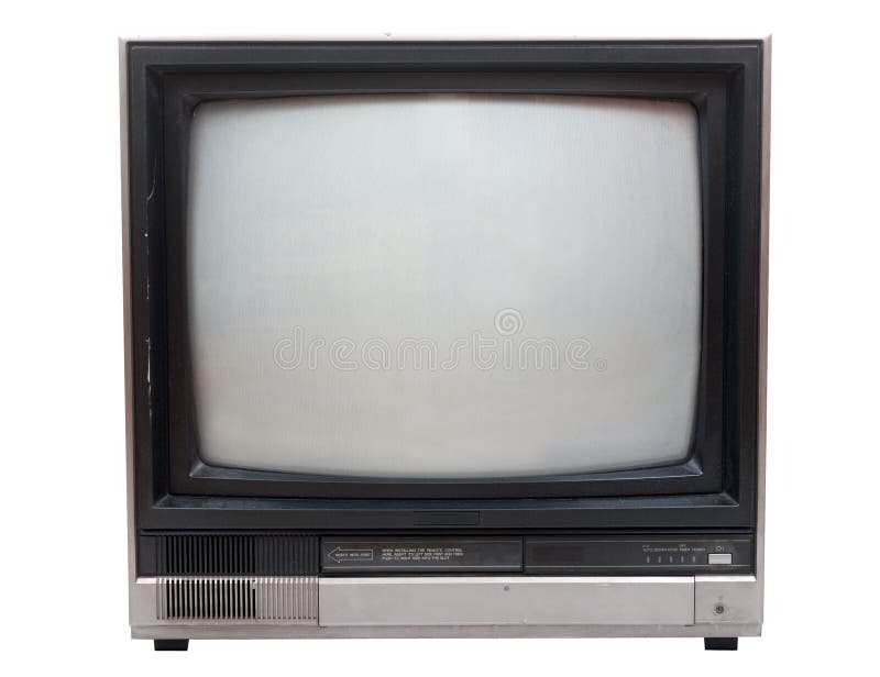 Aparelho de televisão muito velho isolado sobre o branco no estúdio.