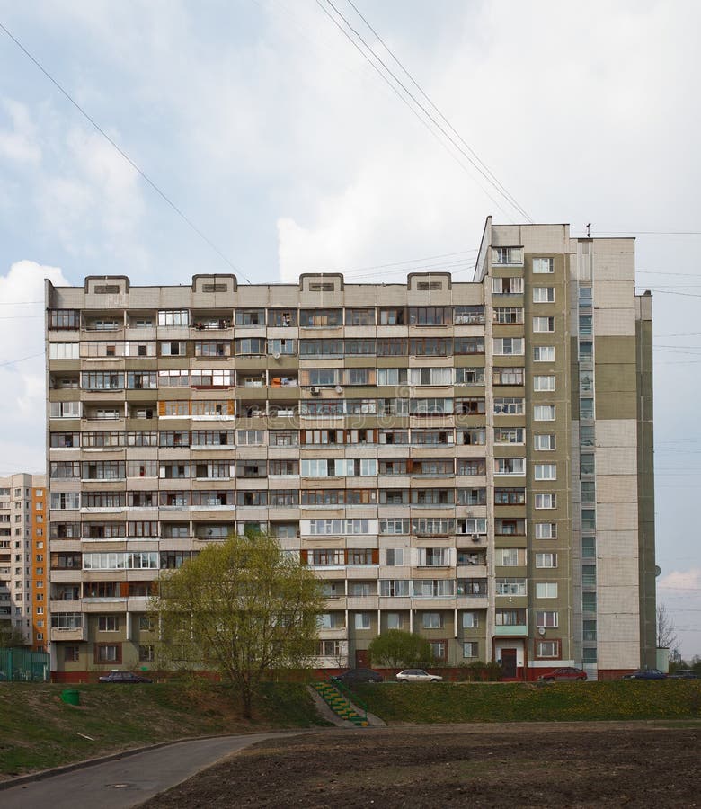 Typical Moscow Apartment Building Stock Image Image of town, windows